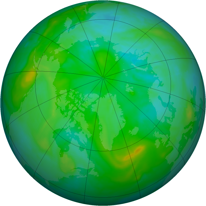 Arctic ozone map for 25 July 2008